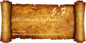 Járovics Folkus névjegykártya